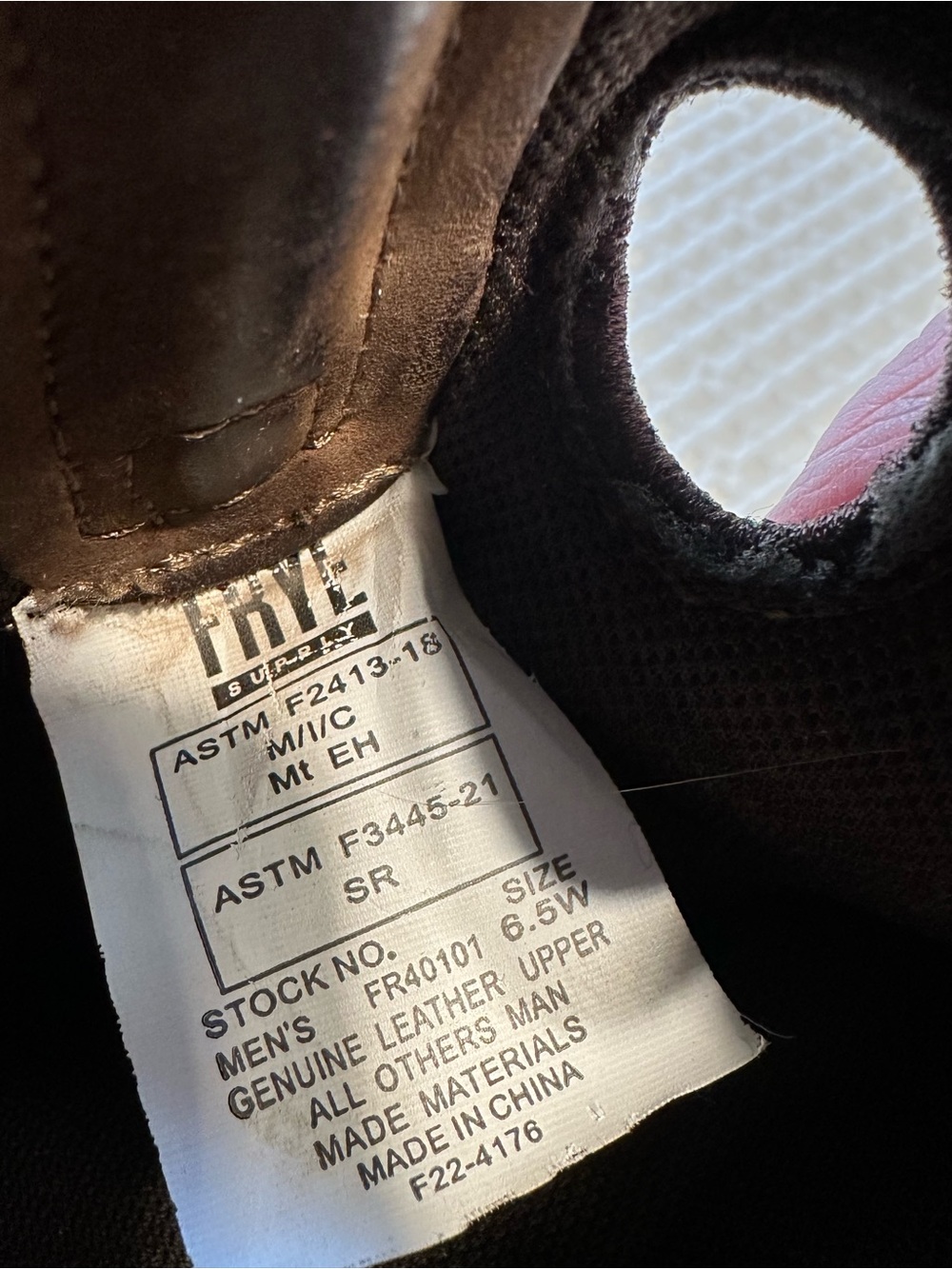 Frye Brown Leather Men's Shoe with Black Mesh Lining